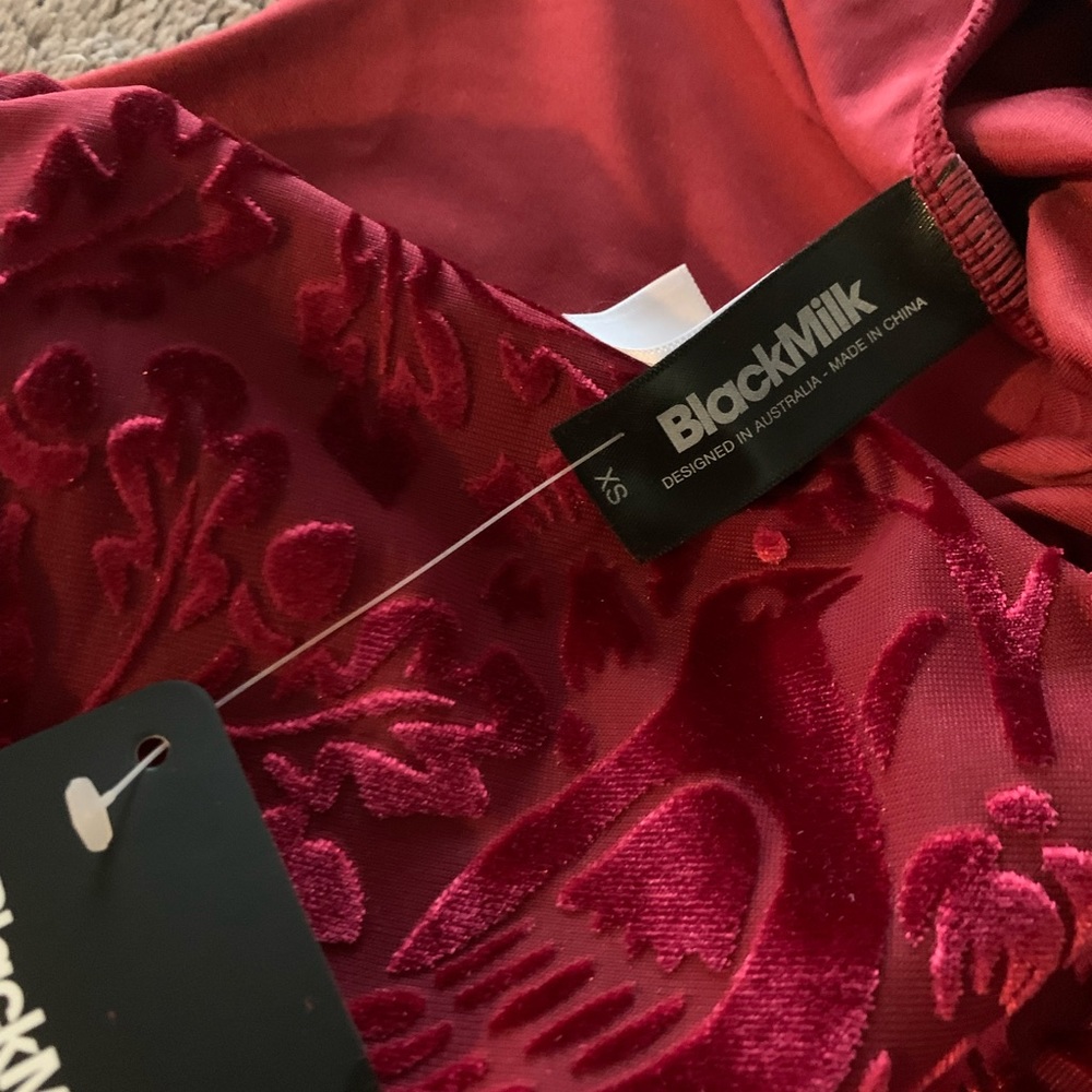 Blackmilk Burned Velvet Brer Rabbit Ruby Handkerchief Dress - Picture 3 of 3